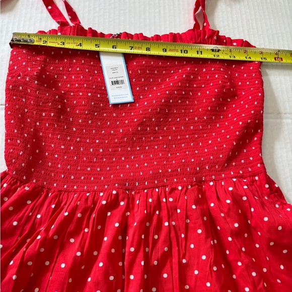 NWT Draper James Red white Polka Dot Seersucker Tiered Ruffle Sun Dress SZ M - Picture 6 of 8